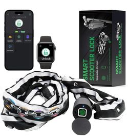 New Electric Smart Bike Chain Lock Heavy Duty Anti-Theft, Fingerprint & App Unlock, Escooter Accessories With Waterproof Bag for Bicycle,