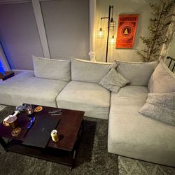 3 Piece Sectional Couch Sofa Light Gray