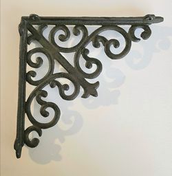 Ornate Black Cast Iron Cast Metal Scroll Design Wall Mount Shelf Brackets