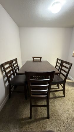 Dark Wood 6-Person Counter Height Dining Set