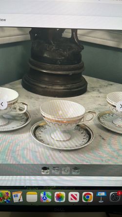 Mid-century Porcelain Crown Tea Cup and Saucer -  Set of 3