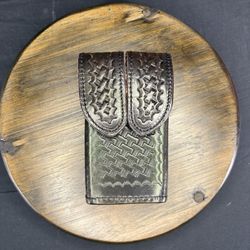 Safariland Leather Double Magazine Pouch Double Stack Brng 9mm S&W 59 .45 Auto