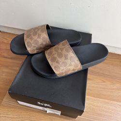 Coach Udele Coated Canvas Woman Sandals Sz 8