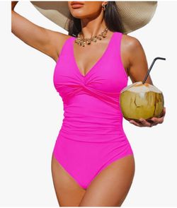 Hot pink  one piece bathing suit