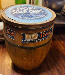 Very Rare Antique IVORY Soap Wooden Barrel