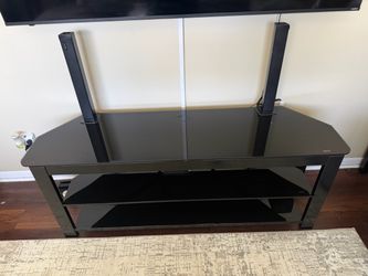 Black Glass 3-Tier TV Stand with Mount