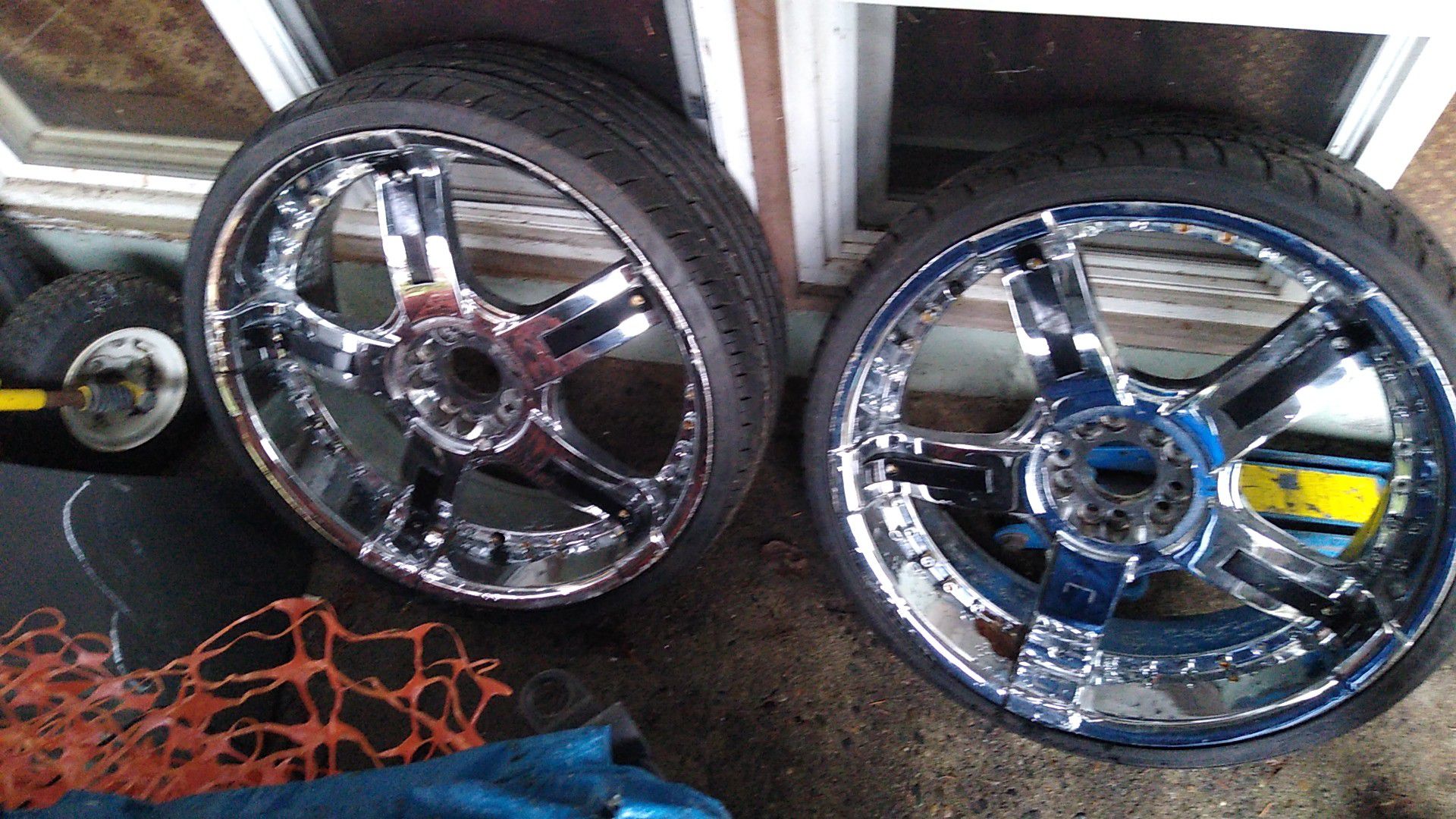 2 tire and Chrome rims Crusade HP 235/30 ZR22 90W XL 100.00 for the pair.