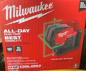 Milwaukee M12 12-Volt Lithium-lon Cordless Green 125 ft. Cross Line and Plumb Points Laser Level (Tool-Only)
