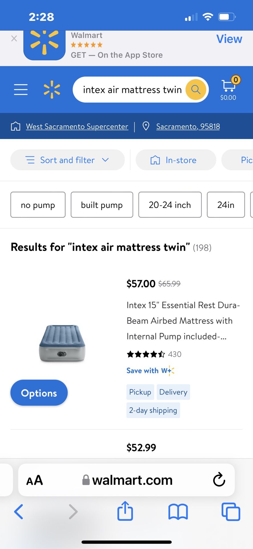 Brand New Never Used Intex Air Mattress Bed