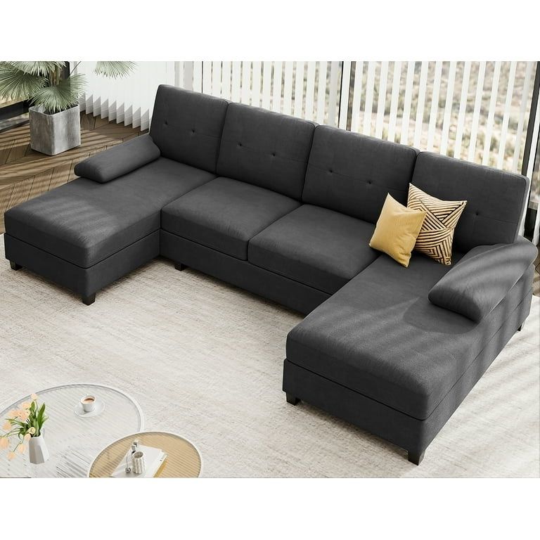 New High Quality 106.3" Modern U-Shaped Sectional Sofa with Chaise, Fabric Modular Couch, 4 Seat Oversized Sofa with Chaise for Living Room  New in bo