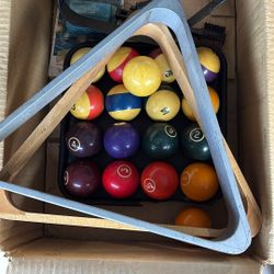 Vintage Billiard Pool Ball Set And Racks
