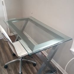 Glass Desk / Chair And Light