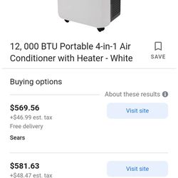 Boston Electric Portable Air Conditioner And Heater 4 In 1 Purifier 