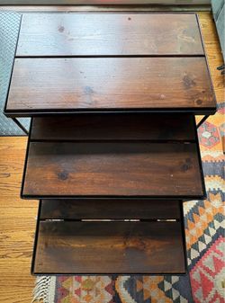 Pottery Barn Nesting Tables – Wood Top, Metal Base (Set of 3)