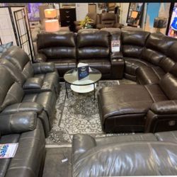 Genuine Leather Power Reclining Sofa Sectional  In Stock Starting @ $999