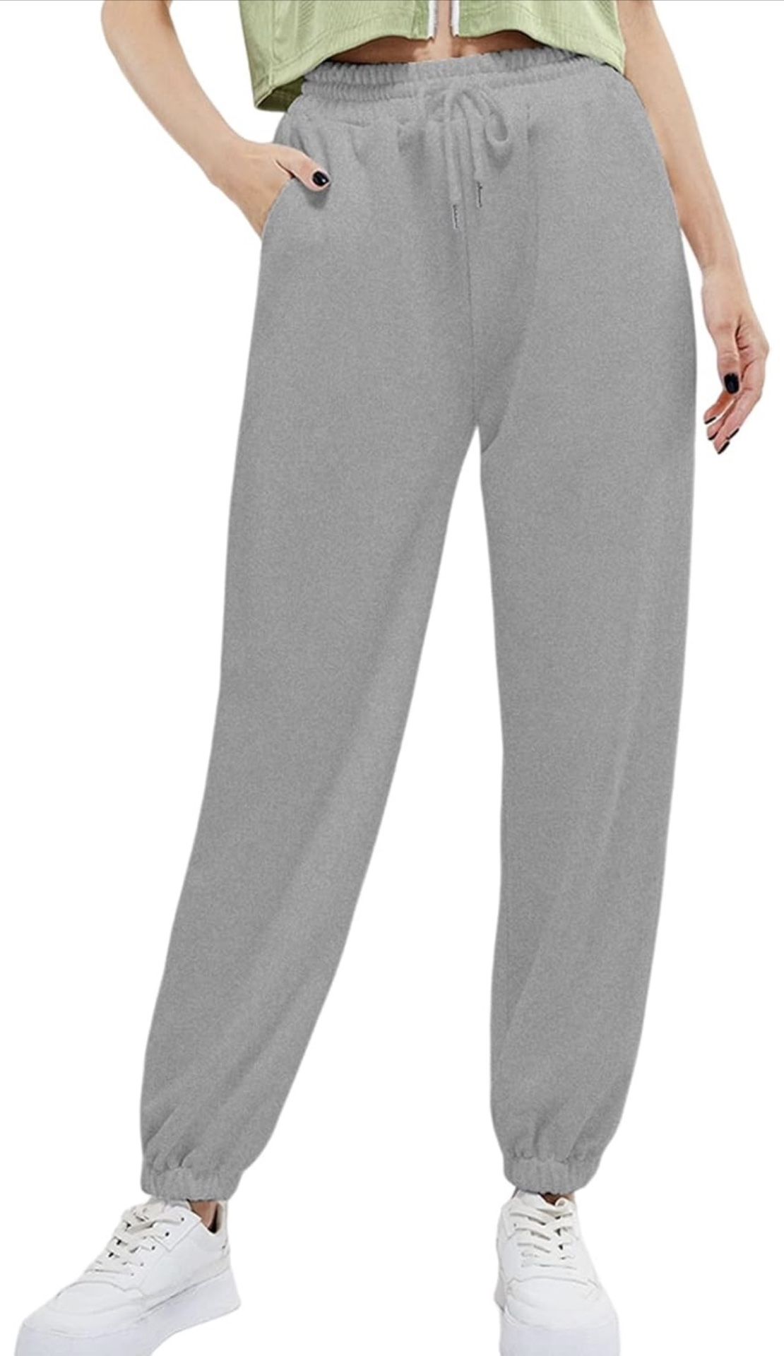 Women's Joggers Sweatpants Lounge Baggy High Waist Womens Track Pants with Pockets Drawstring Cinch Bottom 