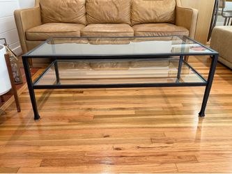 Pottery Barn Tanner rectangular glass coffee table