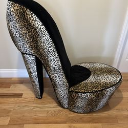 Vintage Cheetah Print High heel Chair Shoe Stiletto