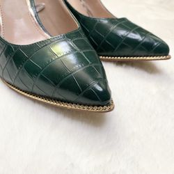 Green Leather Pumps