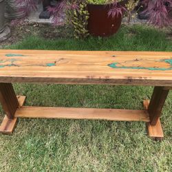 Handcrafted Wood And Epoxy Accent Bench 