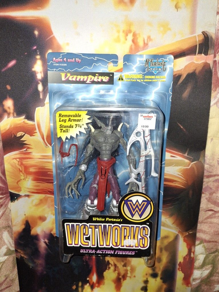 MCFARLANE TOYS WETWORKS VAMPIRE 7 3/4 INCH TALL ACTION FIGURE...NEW...ADULT OWNED AND KEPT IN A SMOKE FREE HOME...$15 FIRM...