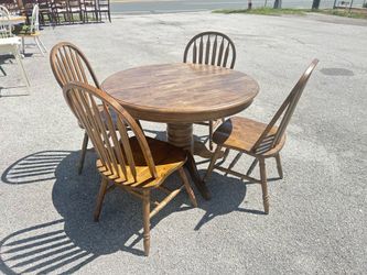 Solid wood dining table set 4 chairs