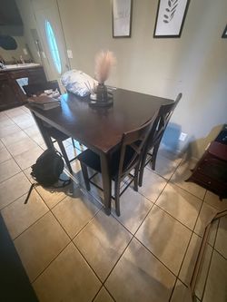 Dark Wood Counter Height Dining Table with Chairs