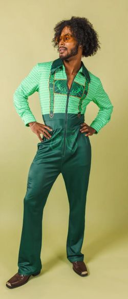 Men's Shinesty green Jagermeister Lederhosen Flight Suit - Zip Up Size Large