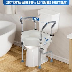 4.5" Raised Toilet Seat With Arms And Legs, 26.7" Wide,