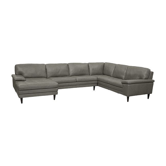 Haverty Leather Sectional Grey