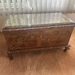 Inlaid walnut chest 70x32 x18