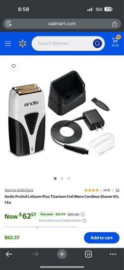 Andis Profoil Lithium Plus Titanium Foil Mens Cordless Shaver Kit,