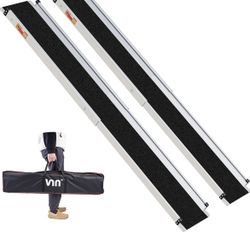 VNN Adjustable Wheelchair Ramp, 4-7 FT Portable Wheelchair Ramp for Home Step, Door Threshold Wheelchair Ramps for Home, Non-Slip Aluminum Scooter Ram