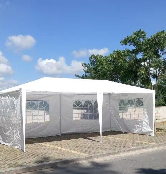 10' x 20' Outdoor Tent Canopy Tent Party Tent Wedding Tent Gazebo Pavilion Backyard Tent with Side Walls, White