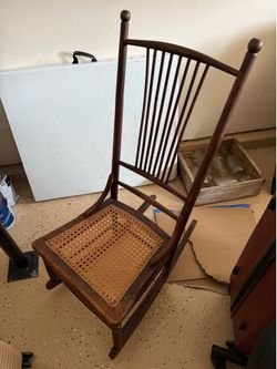 Antique original Cane thatch woven seat Rocking Chair