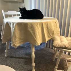 Round Dining Table with 2 Wooden Chairs – Farmhouse Style