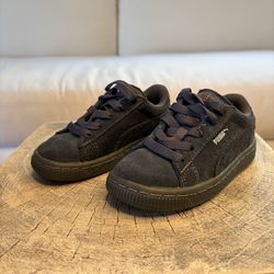 Puma Kids Black Suede Sneakers – Classic Lace-Up Casual Shoes