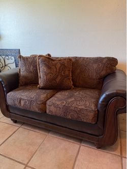 Brown leather couches