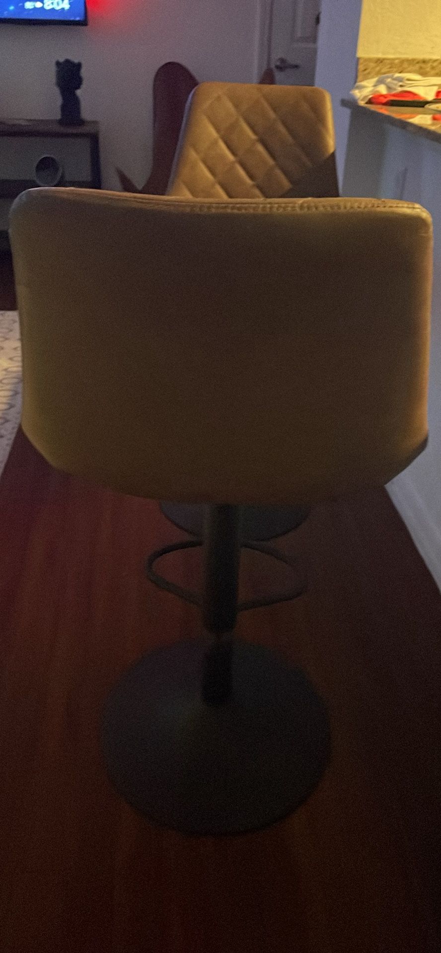 2 Matching Brown Leather Bar Stools