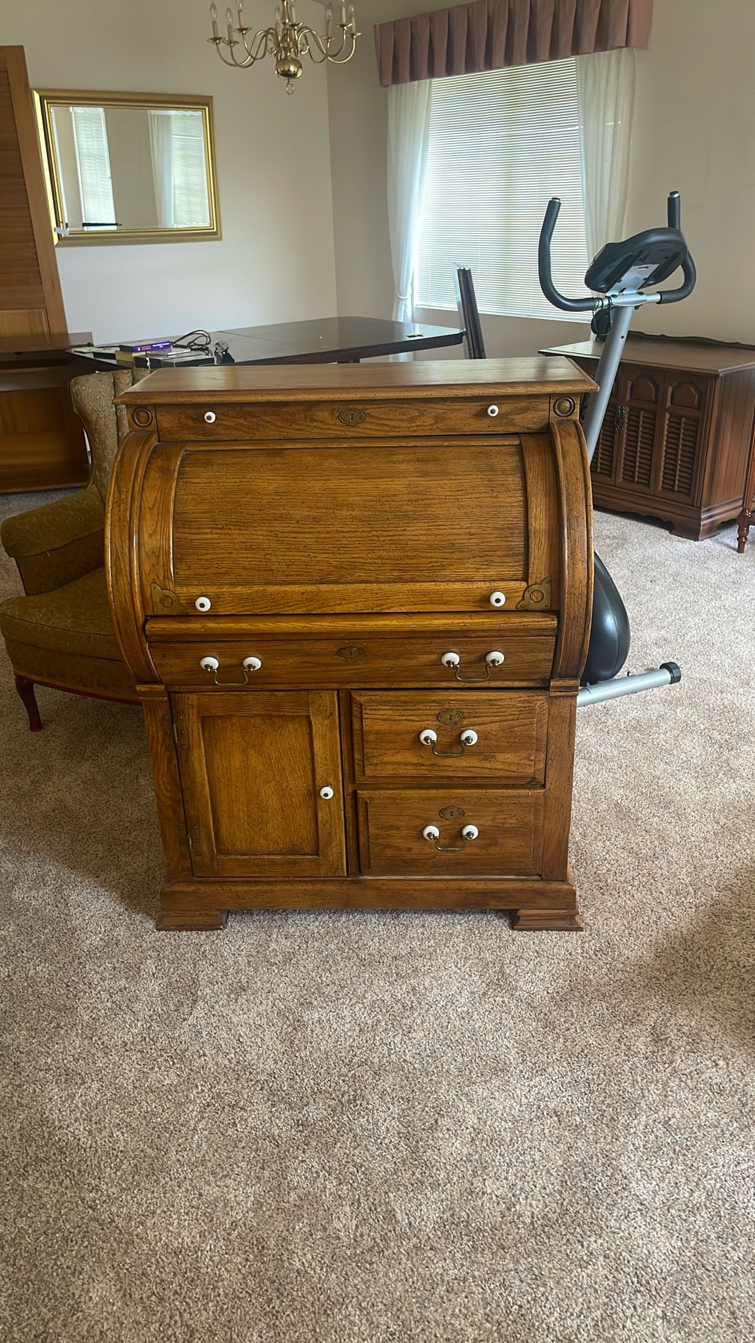 Antique Replica Of Oat Roll Top Desk