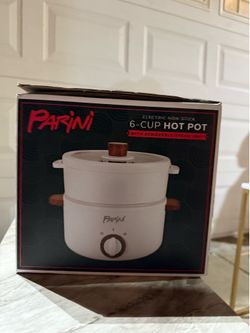 PARINI 6 CUP HOT POT REMOVABLE STEAM TRAY PHO SOUP RAMEN ELECTRIC NON STICK