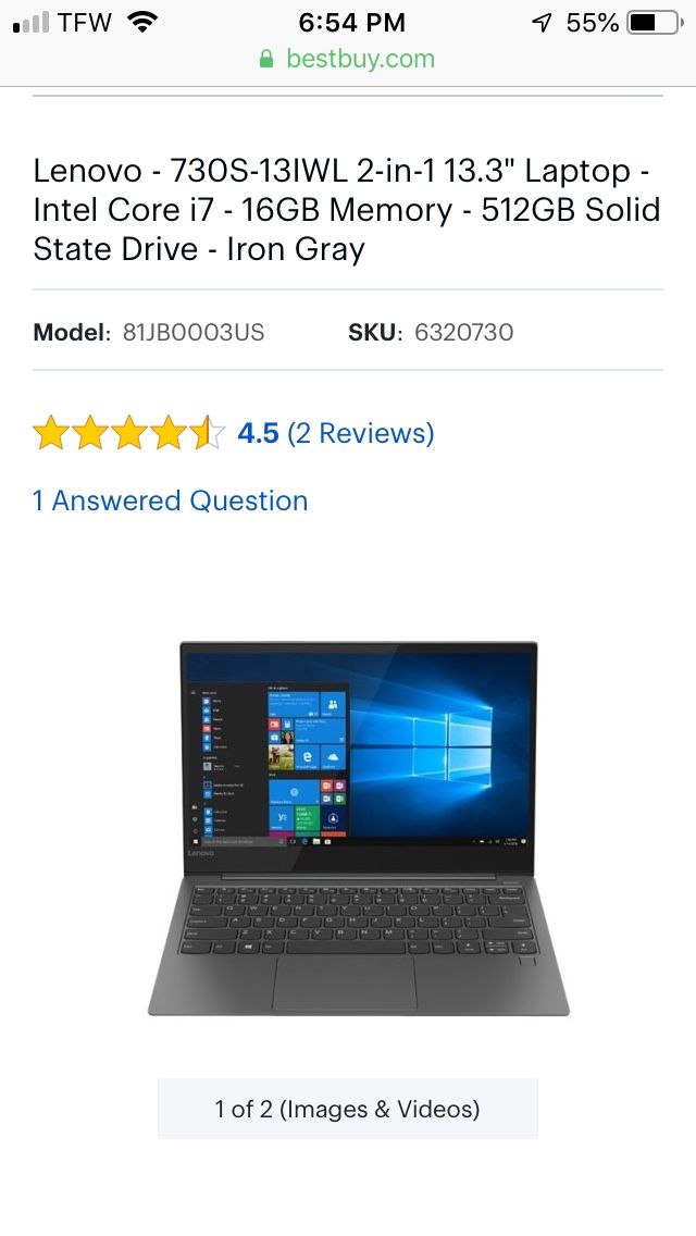 Lenovo 730s laptop. Brand new in Box