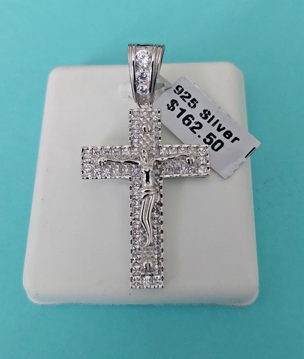 925 Sterling Silver Crucifix Cross Jesus Pendant 2”