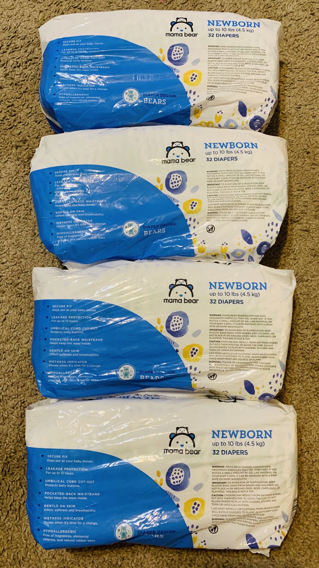 132 NEWBORN DIAPERS $22.00