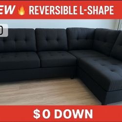New Black L-style Sectional - ✨ Own it TODAY – $0 Down • 100 Days to Pay • Interest FREE! ✨