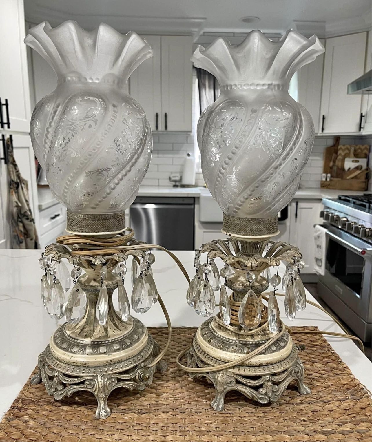 Antique Fenton Style lamps