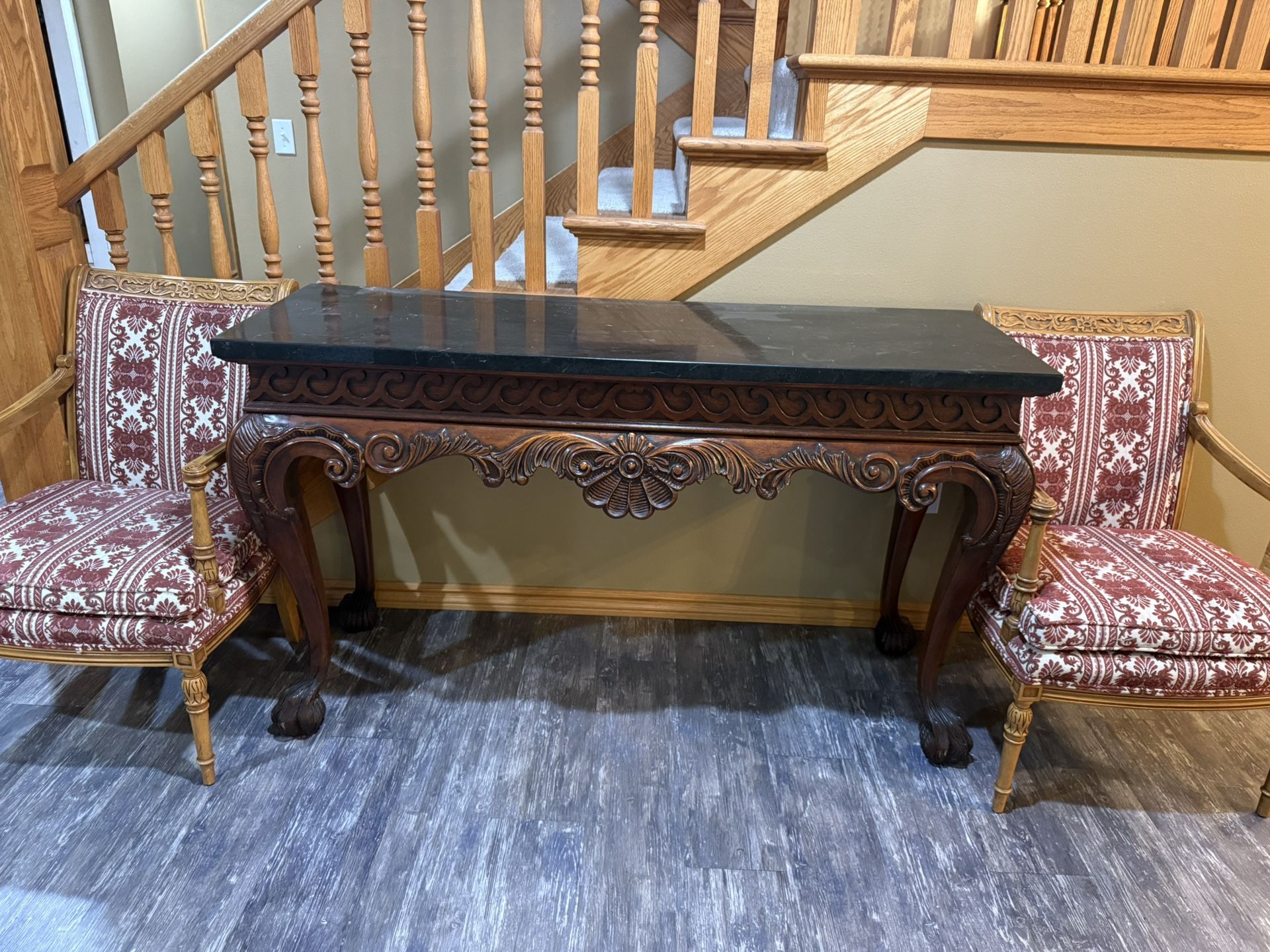 Authentic 19th Century Chippendale Style Marble Top table