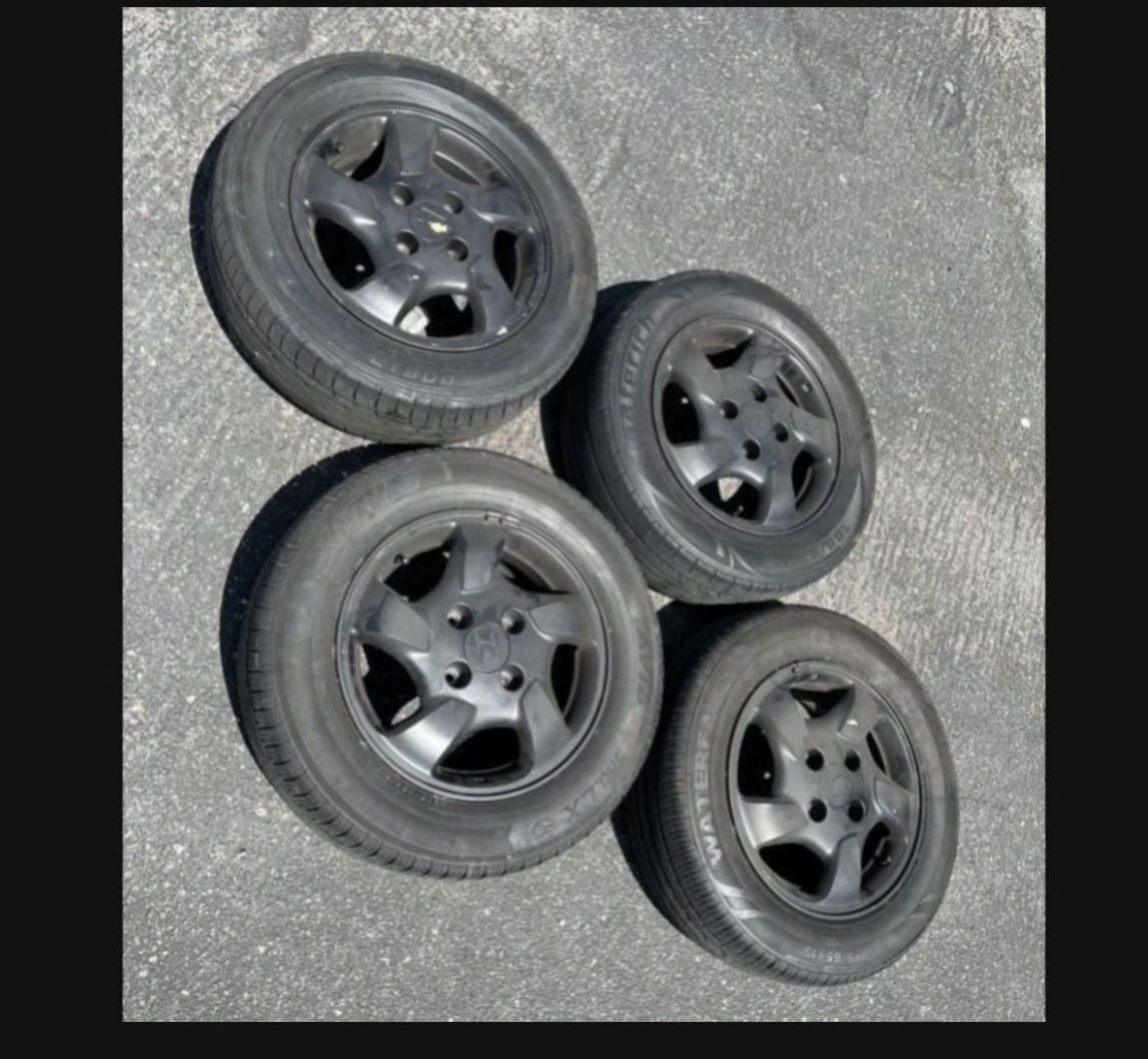 4 — 195/65r15 4x114.3 4x4.5 Stock Enkei Honda Accord Versa Lancer Wheels Rims Good Tires !