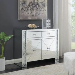 Brand New Mirror Accent Cabinet with Bling