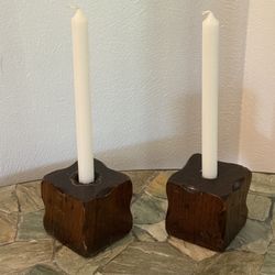 Hand Carved Wooden Candle Holders 